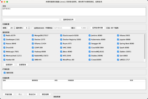 未授权漏洞检测工具界面